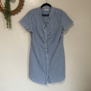 UNTUCKit Cotton Seersucker Striped Cybil Shirt Dress, Blue & White, Size 16